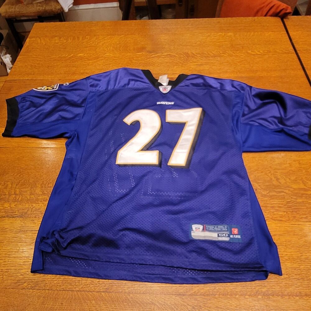 Reebok Authentic Ray Rice #27 Baltimore Ravens Purple Jersey Size 50 Large